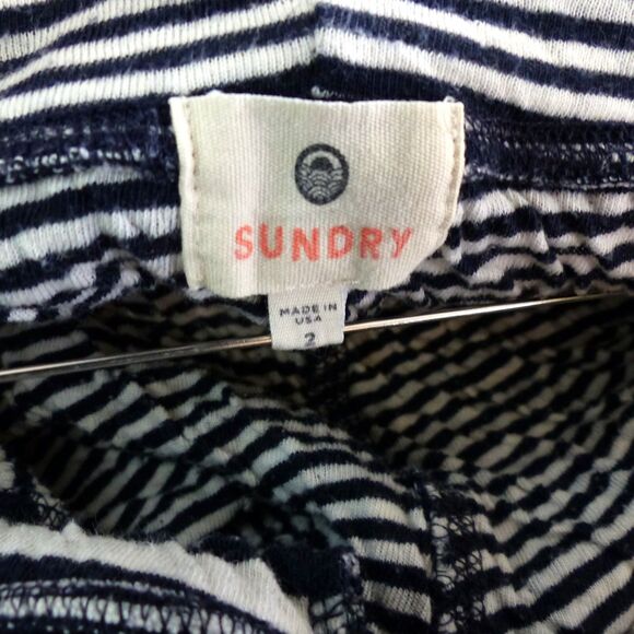 Sundry Jogger Sweatpants Women 2 26x28 White Blue Stripe Seersucker Knit Lounge - Picture 8 of 9